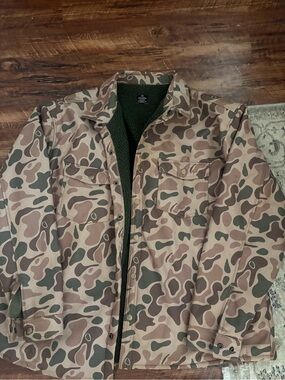Men's Camouflage Sherpa-Lined Field Jacket - Olive/Tan